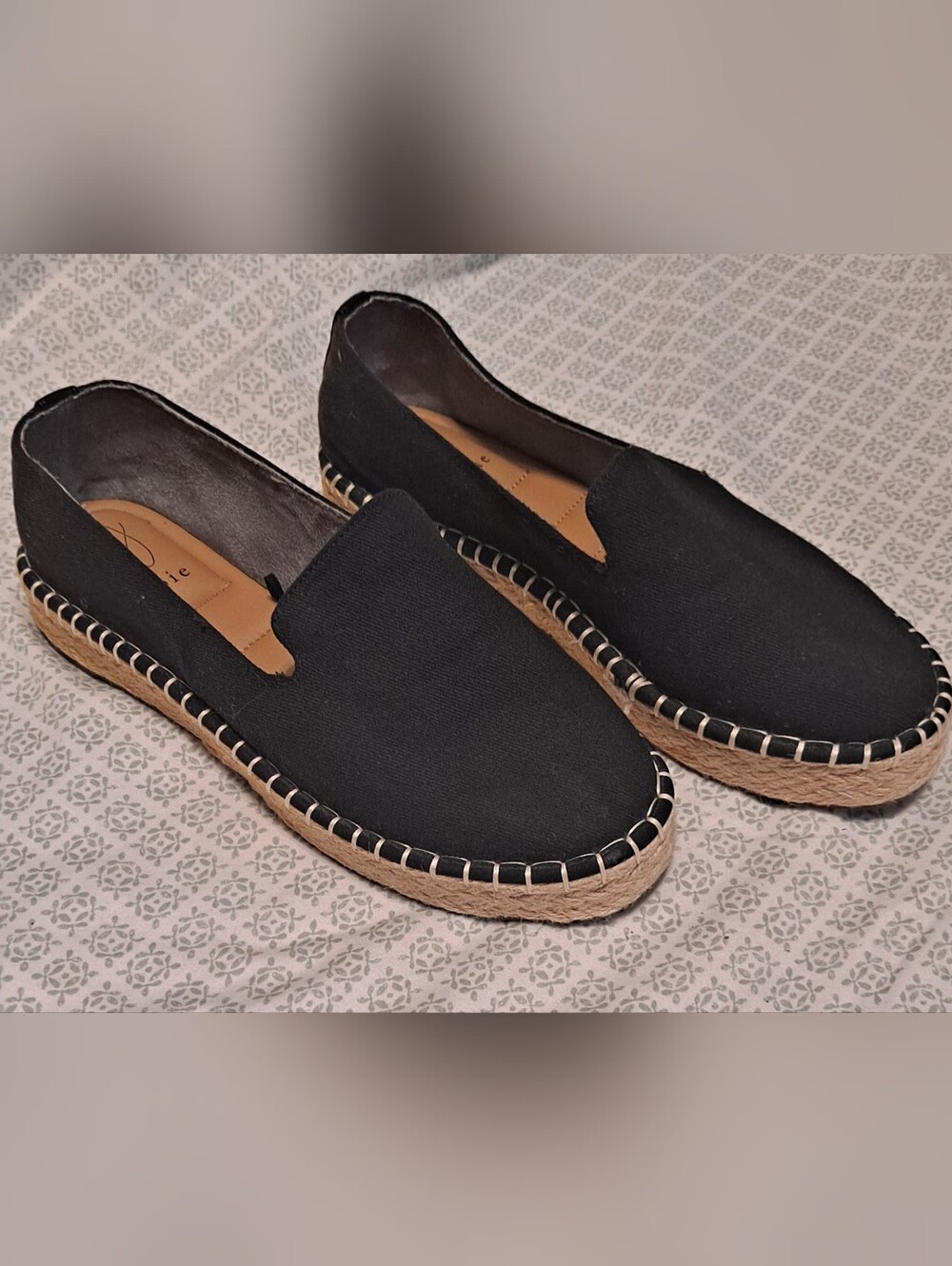 Joie Black Canvas Espadrille Slip-On Shoes Sz 9M